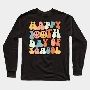 Retro Groovy 100 Days  100th Day Of School Teacher Kids Long Sleeve T-Shirt